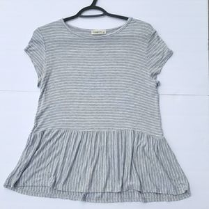 Grey Striped Peplum Top